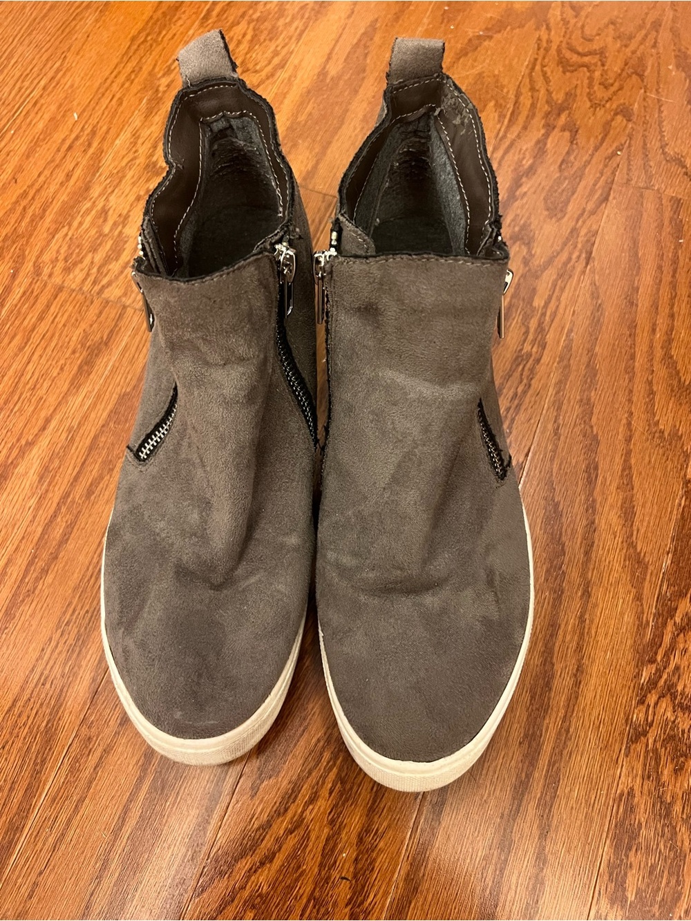 Pink Lily Taupe Suede Slip-On Sneaker Boots